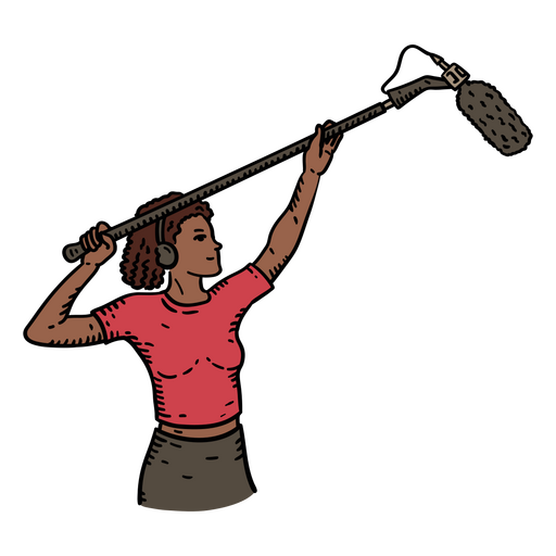 Woman holding a boom microphone PNG Design