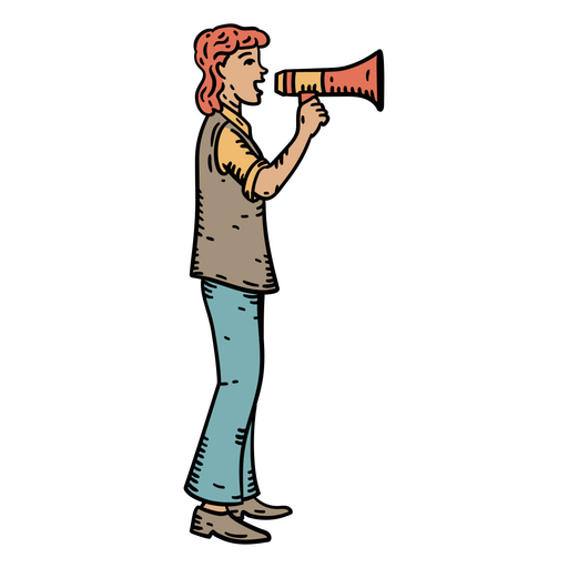 Redhead woman holding a megaphone PNG Design
