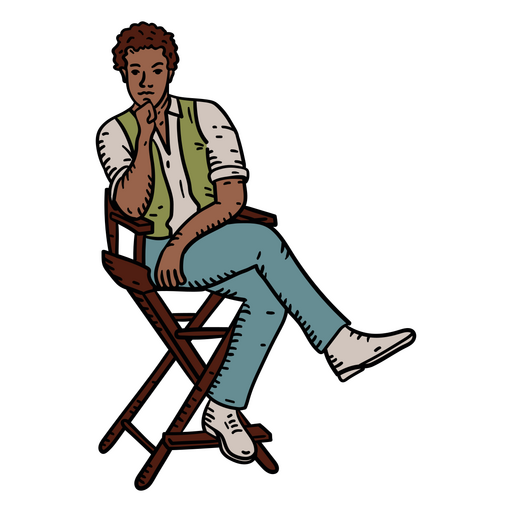 Man sitting in a director's chair PNG Design