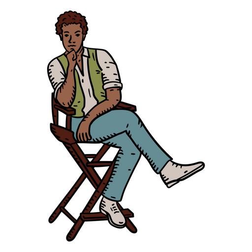 Mann sitzt auf einem Regiestuhl PNG-Design