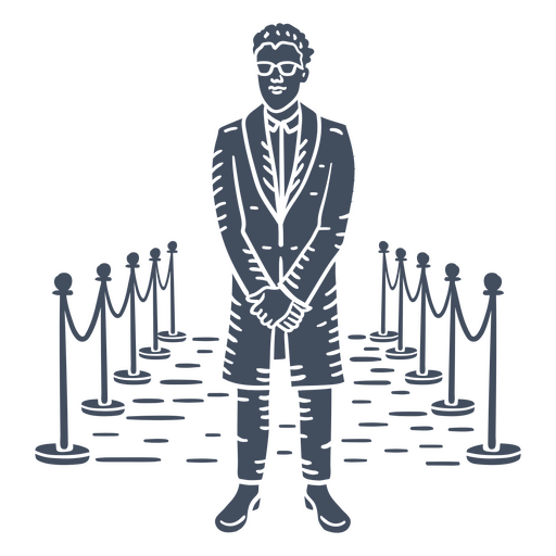 Homem de terno elegante em pé no tapete vermelho Desenho PNG