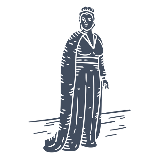Drawing of a woman in a long dress PNG Design
