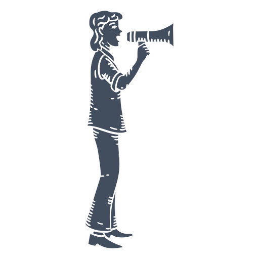 Illustration of a woman holding a megaphone PNG Design