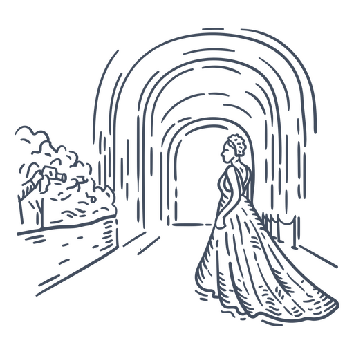 Black and white woman walking through a tunnel PNG Design