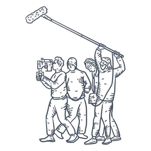 Eine Gruppe von Menschen hält am Set eine Filmausrüstung in der Hand PNG-Design