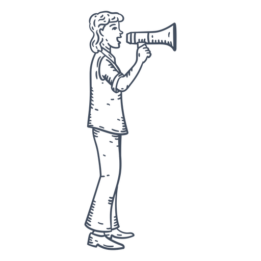 Zeichnung eines Mannes, der ein Megaphon h?lt PNG-Design