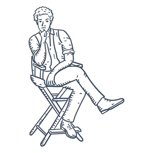 Dibujo de un hombre sentado en una silla. Diseño PNG