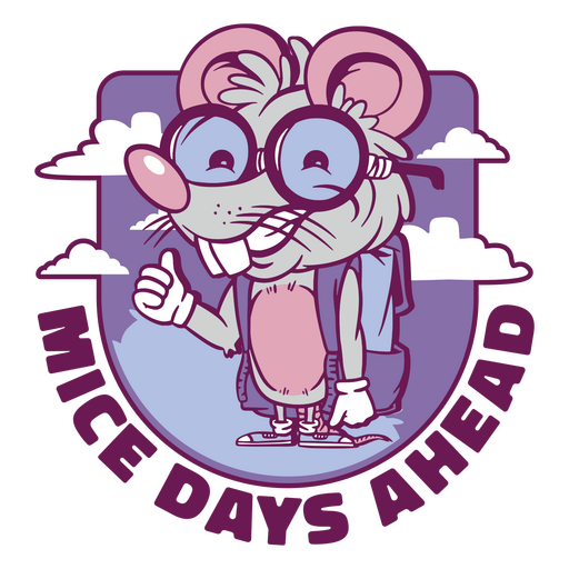 Mouse with glasses and a backpack PNG Design