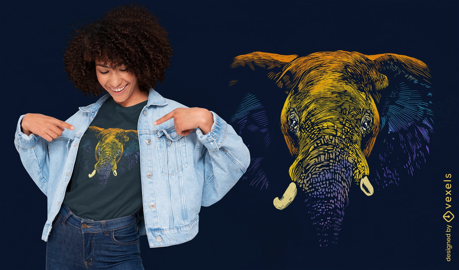 Dise?o de camiseta de animal elefante realista.