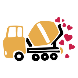 Construction truck mixer carrying hearts PNG Design