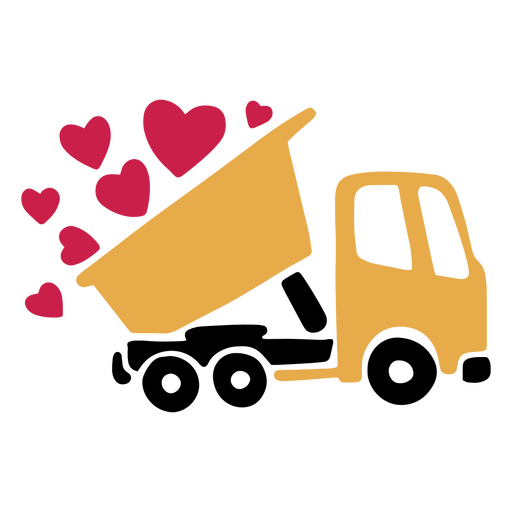 Construction truck carrying hearts PNG Design