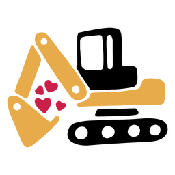 Retroescavadeira de construção carregando corações Desenho PNG