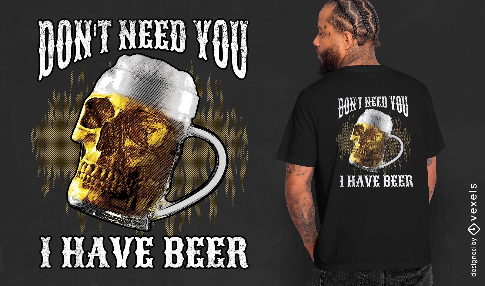 Beer skeleton alcoholic drink t-shirt psd