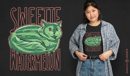 Design de camiseta animal gato melancia