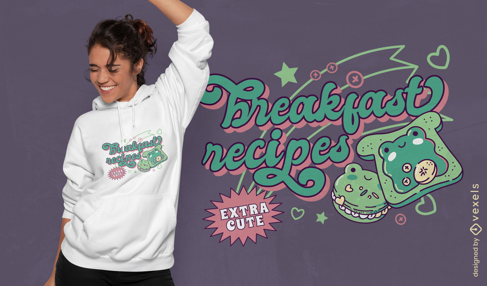 Breakfast cute frog t-shirt design