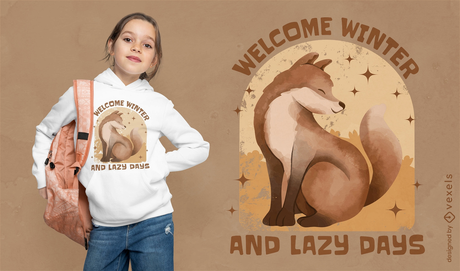 Bienvenido diseño de camiseta de zorro de invierno