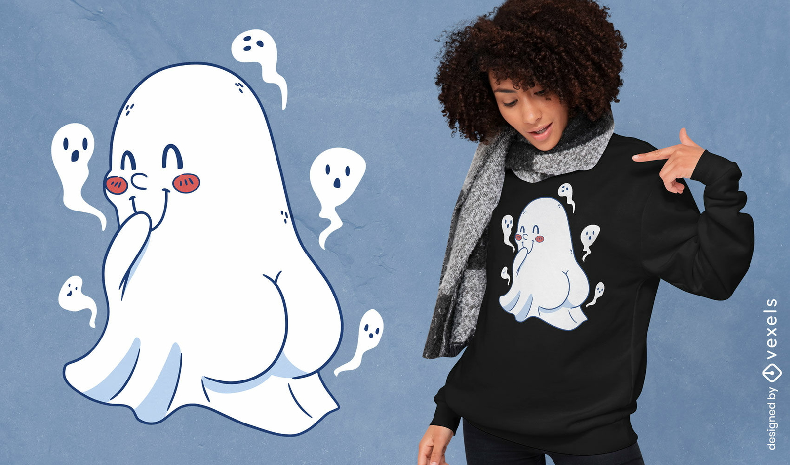 Projeto engraçado do t-shirt dos desenhos animados do fantasma