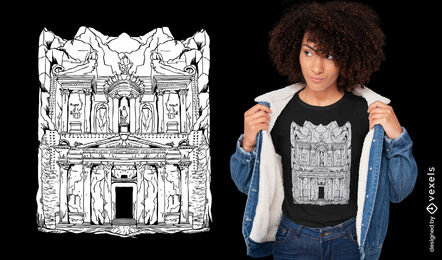 Petra ruins archeology t-shirt design