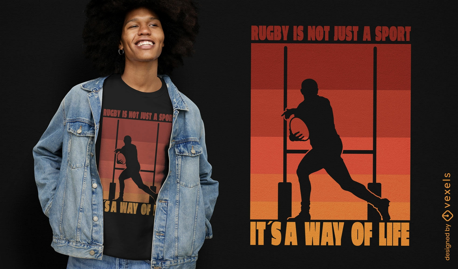 Rugby sport player silhouette t-shirt design