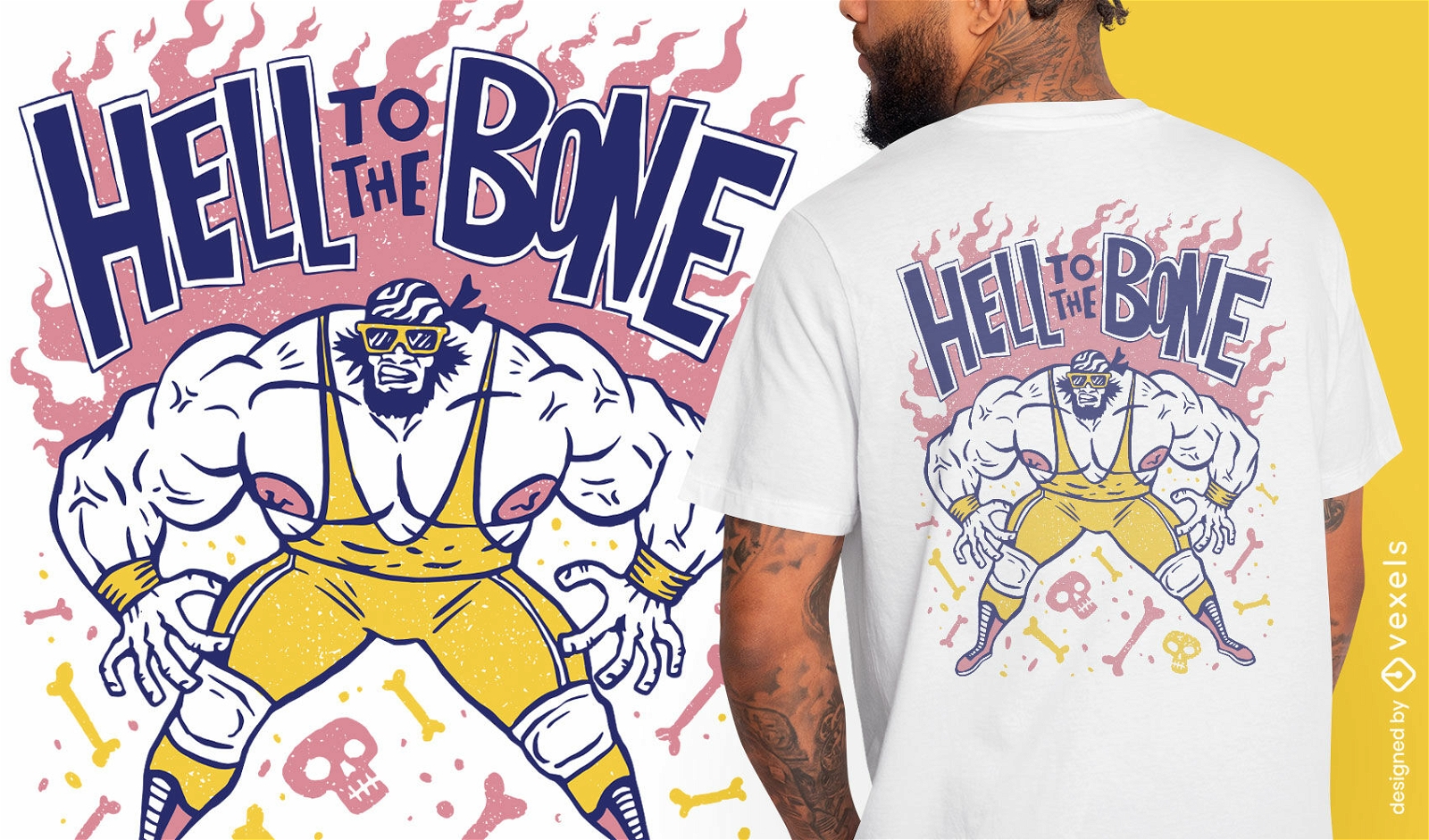 Amerikanisches Wrestling-Charakter-T-Shirt-Design