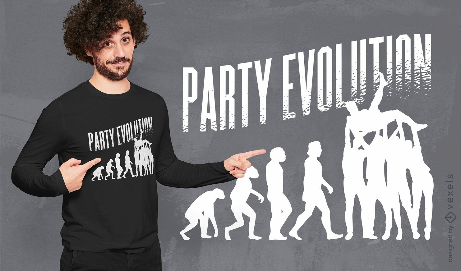 Diseño de camiseta de evolución de fiesta.