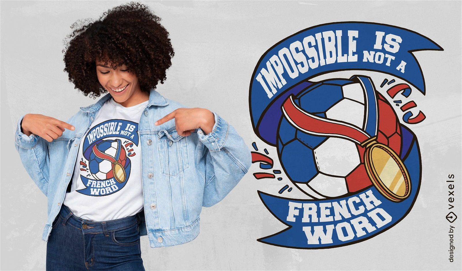 Equipo de fútbol de Francia y diseño de camiseta de medalla.