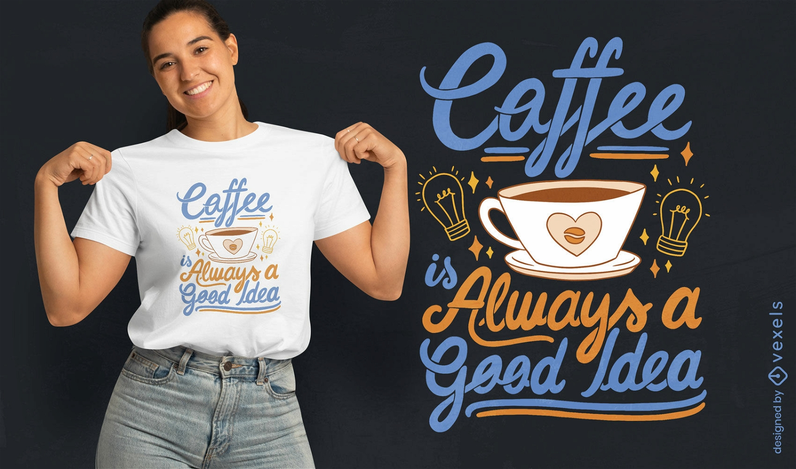 Diseño de camiseta con cita de entusiasta del café.