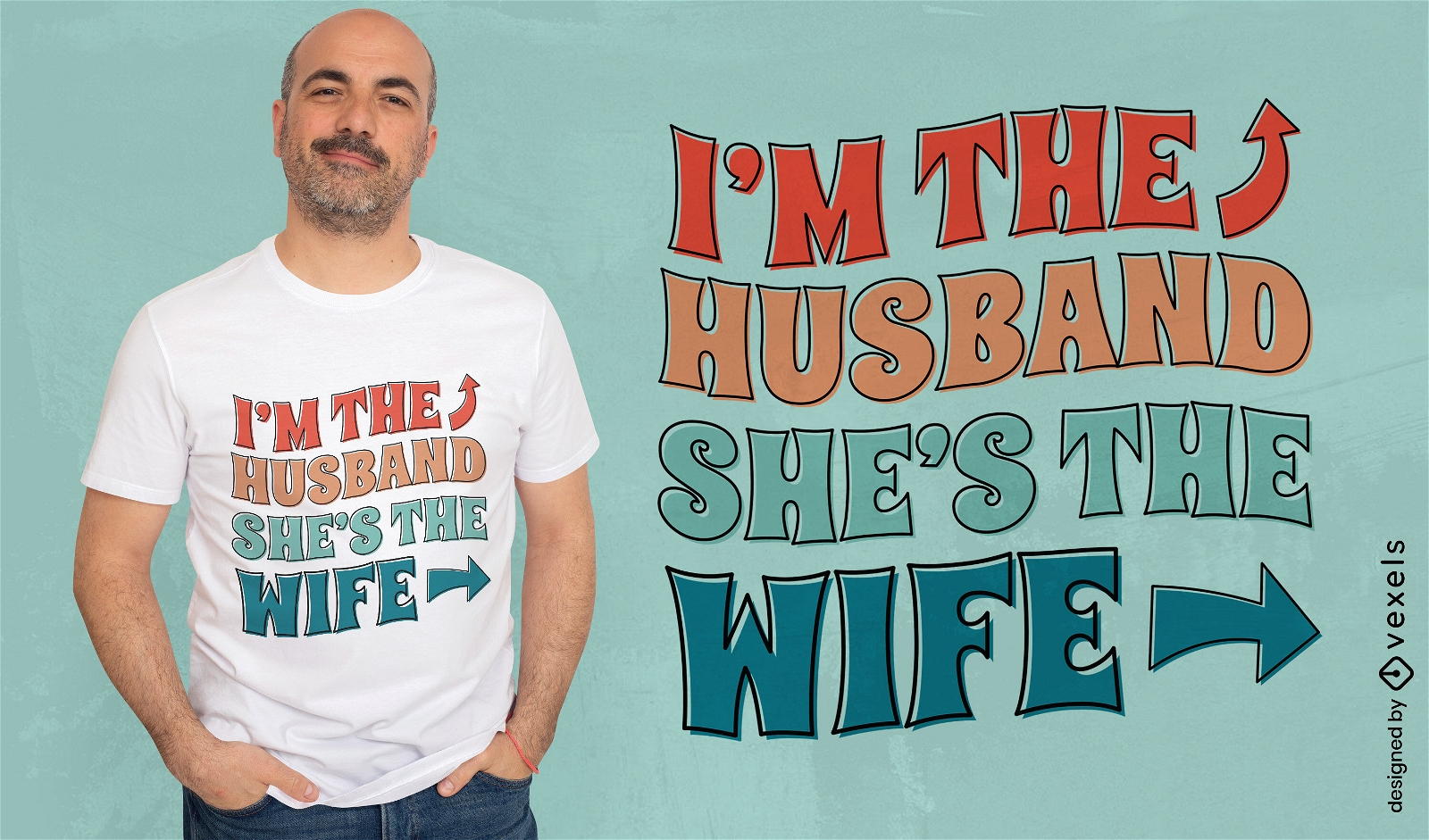 Design de camiseta com citação engraçada de marido e mulher
