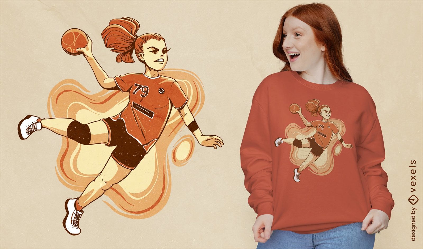 T-Shirt-Design für Mädchen-Handballspieler