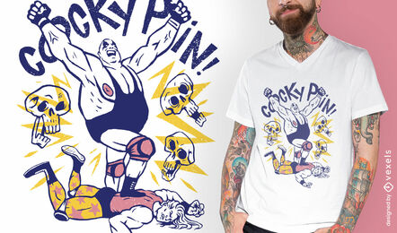 Diseño de camiseta de lucha de alfiler arrogante