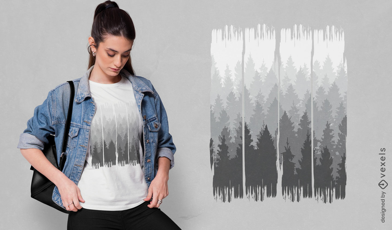Diseño de camiseta de bosque de trazo de pintura