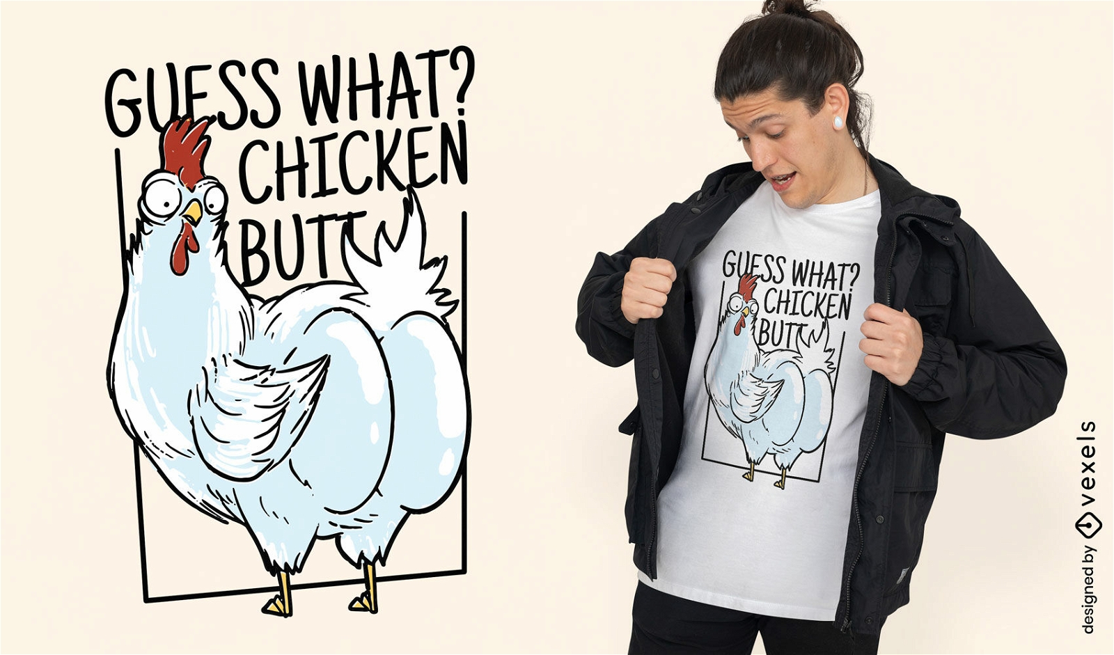 Dise?o de camiseta de trasero de pollo.