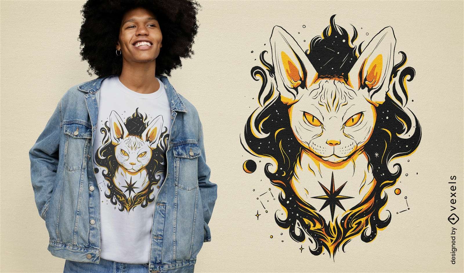 Diseño de camiseta mágica de gato Sphynx