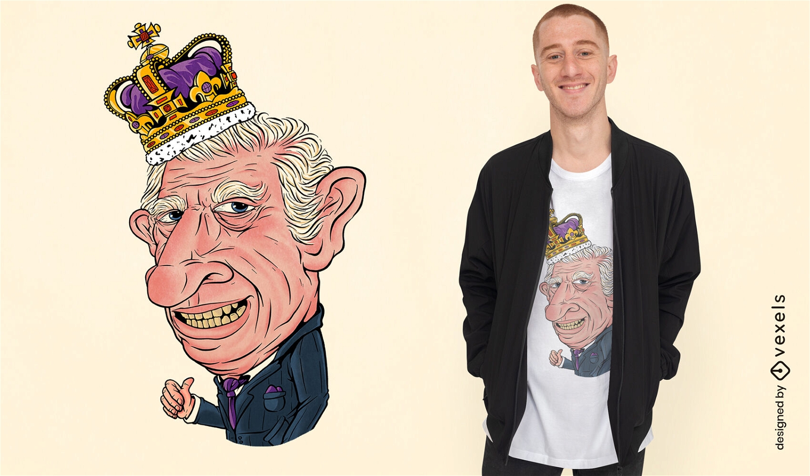 British king character parody t-shirt psd