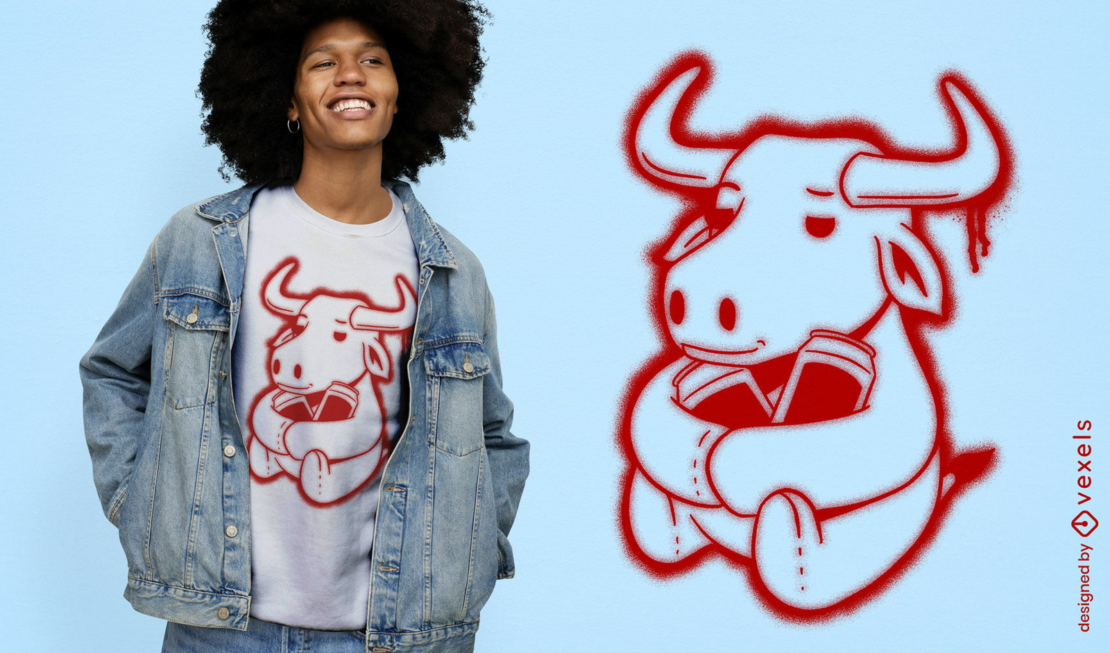 Diseño de camiseta de graffiti de toro.