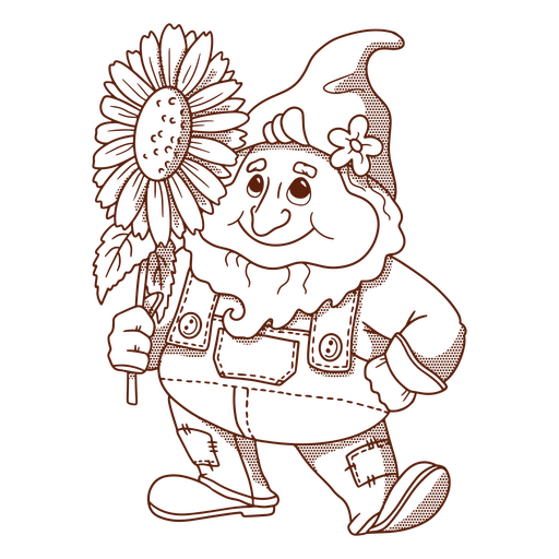 Gnome holding a flower PNG Design