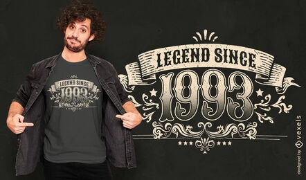 design de camiseta com citação vintage de aniversário de 1993