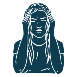 Mujer con dolor de cabeza Diseño PNG