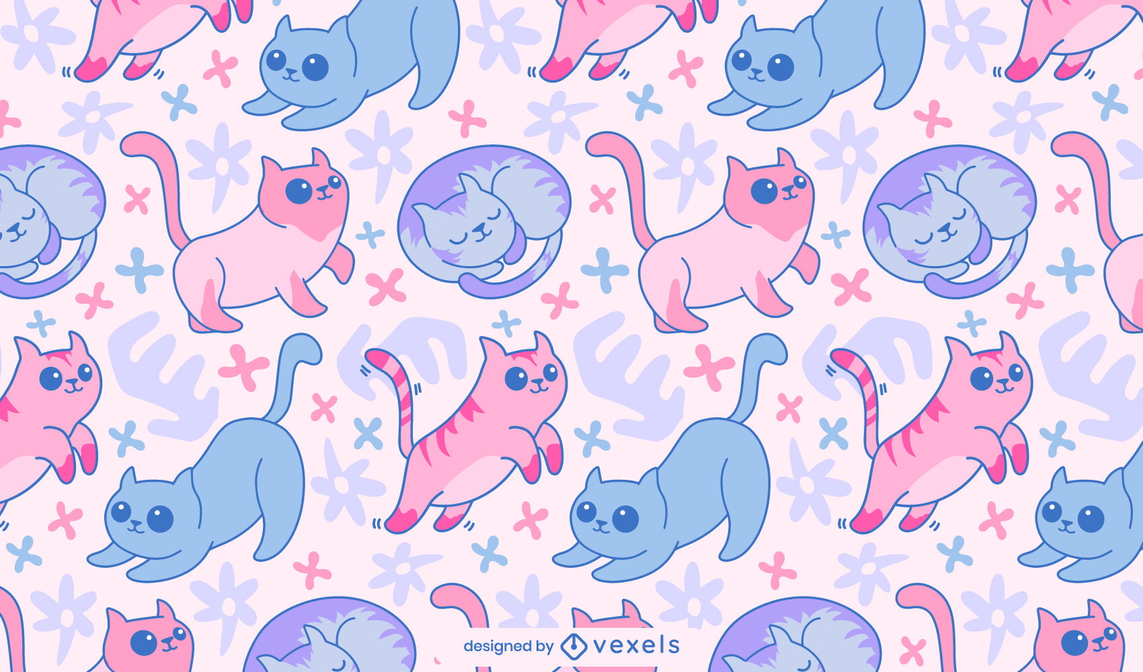 Design de padrão de animais de gatinho Kawaii