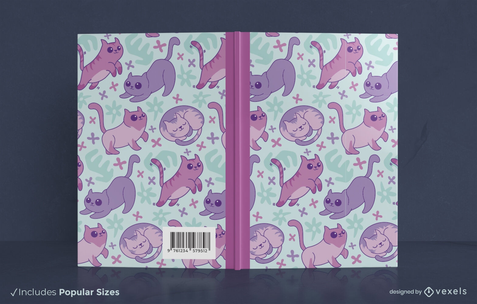 Diseño de portada de libro de animales gatitos kawaii
