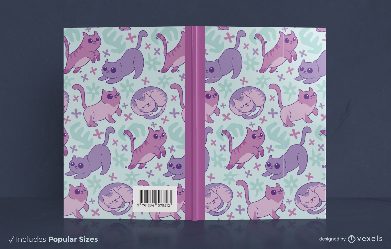 Kawaii kitten animals book cover design