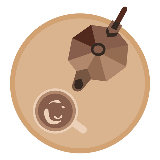 Tasse Kaffee und Kaffeemaschine von oben PNG-Design