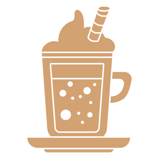 Taza de café con pajita y helado. Diseño PNG