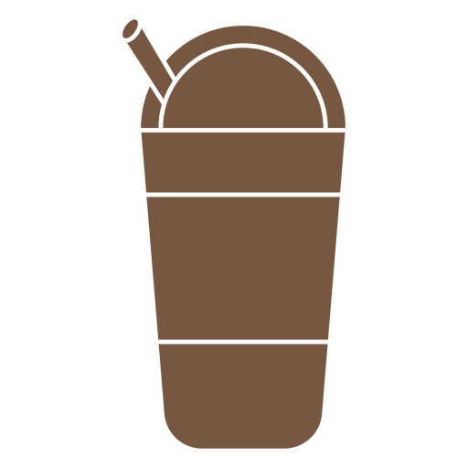 Taza marrón con una pajita Diseño PNG