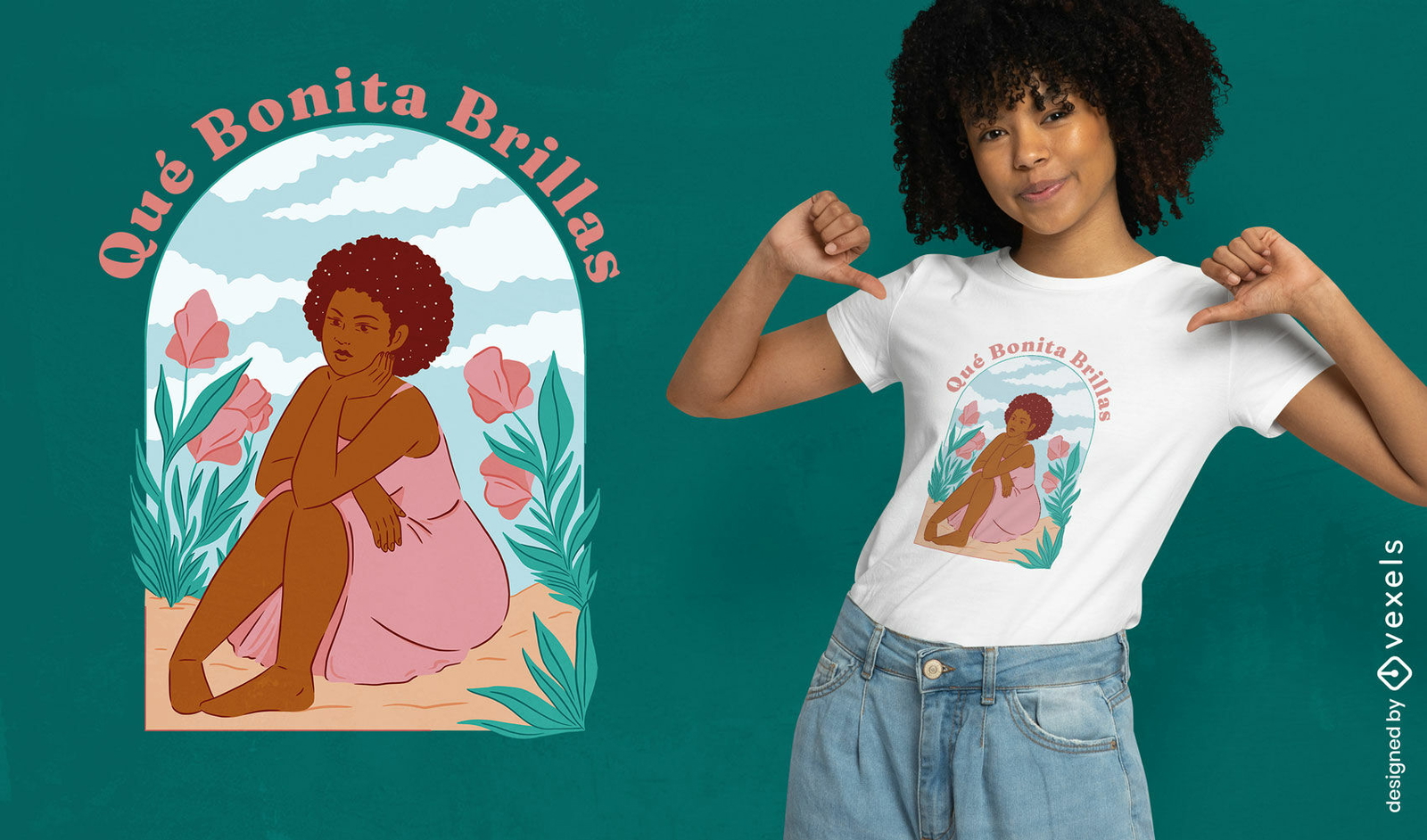 Hermoso diseño de camiseta de mujer afro