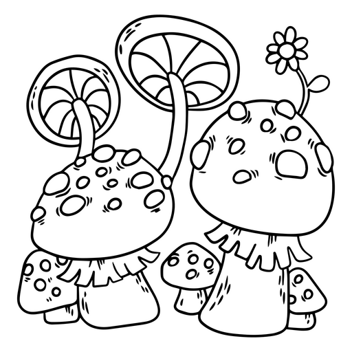 Ilustração divertida de cogumelo com desenho de flores Desenho PNG