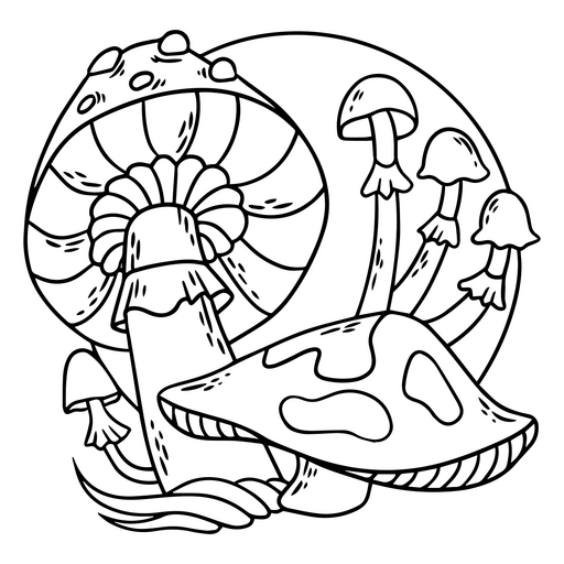 Design de ilustração de cogumelo intrincado Desenho PNG