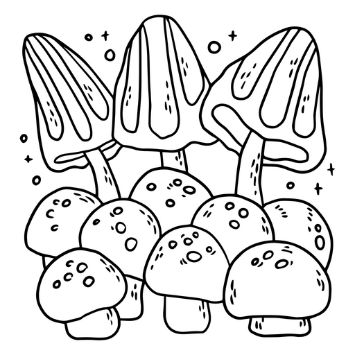 Design de arte de rabiscos de cogumelos divertido e lúdico Desenho PNG