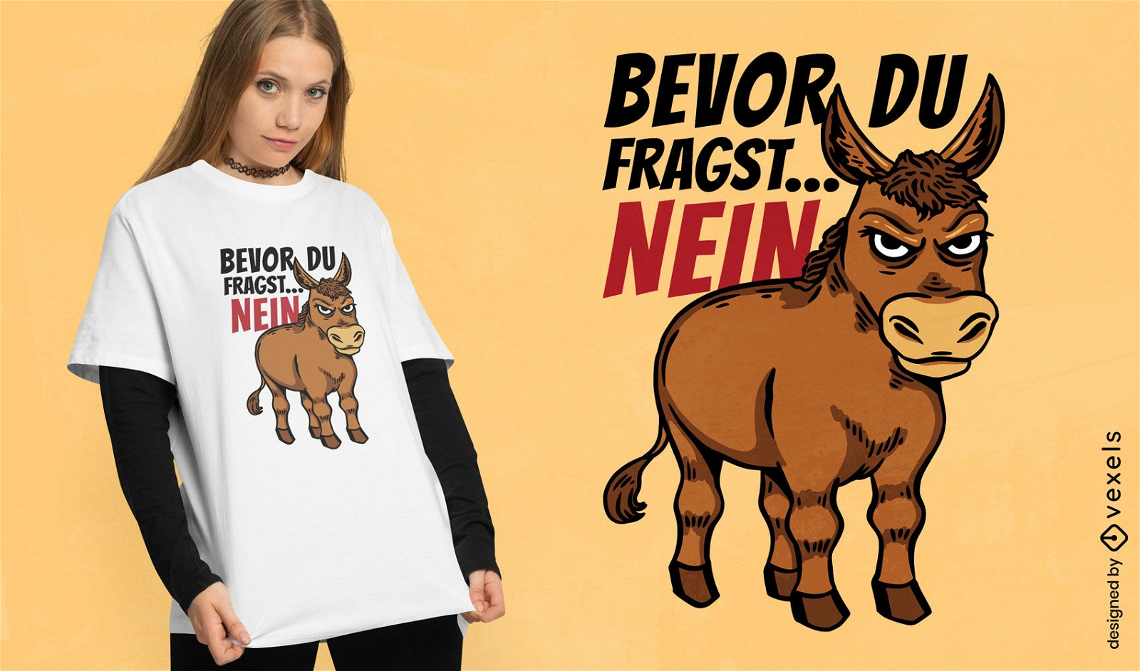 Diseño de camiseta de burro enojado