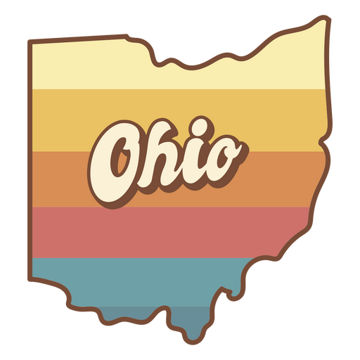 El estado de Ohio con un fondo colorido. Diseño PNG